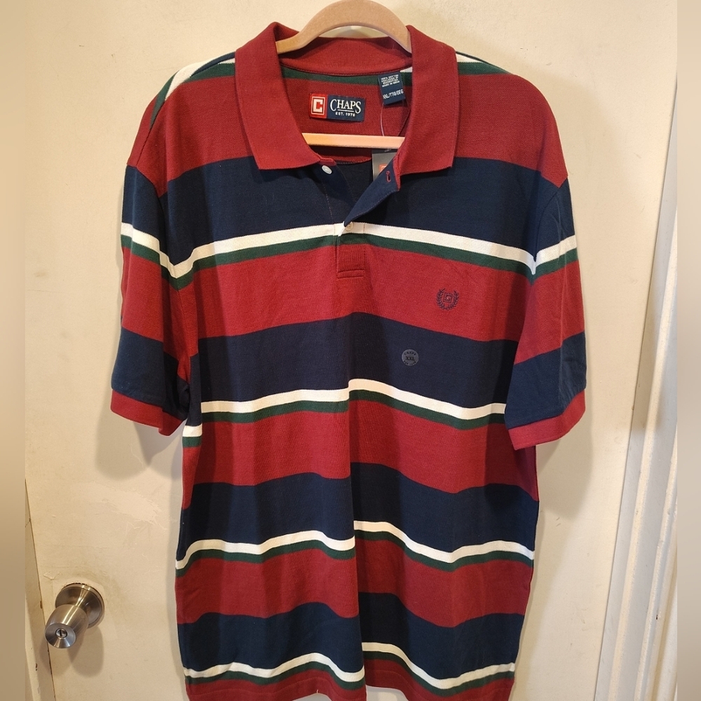 Chaps Nwt Men's Colorful Striped Cotton Shirt Sleeve Polo Shirt Sz Xxl Preppy
